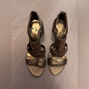 GUESS Women's Metallic Strappy Heeled Sandals